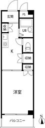 カサール目白台 1Kの間取図画像