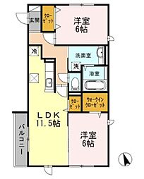 ジャルディネットK 2LDKの間取図画像