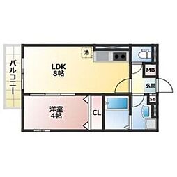 ALEGRIA北助松South 1LDKの間取図画像