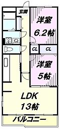 GraceGarden 2LDKの間取図画像