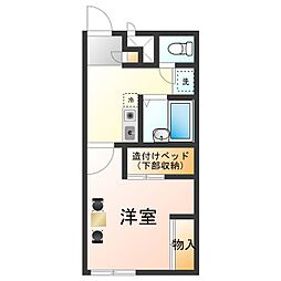 レオパレス土佐町 1Kの間取図画像