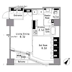 パークアクシス日本橋浜町 1LDKの間取図画像