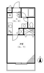 サンパティーク 1階1Kの間取り