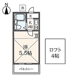 リンクスセカンド 3階1Kの間取り