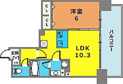 アプリーレ神戸元町 15階1LDKの間取り