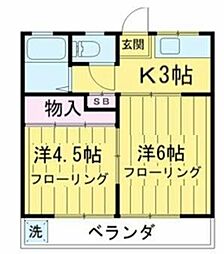 本八幡サンローズ 2Kの間取図画像