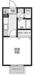 サンライト富士B 1Kの間取図画像