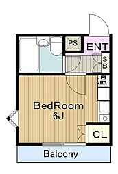 ジュネパレス多摩第1 3階ワンルームの間取り