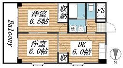 プラーズ六実 2DKの間取図画像