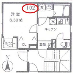 サニーコート竜泉 1Kの間取図画像