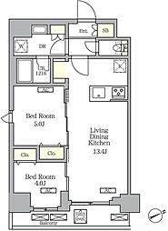 グランエール西日暮里SOUTH 2LDKの間取図画像