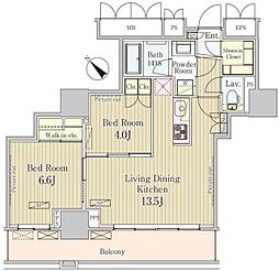 パークアクシス御茶ノ水 2階2LDKの間取り