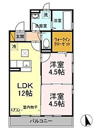 サンガーデン 2LDKの間取図画像
