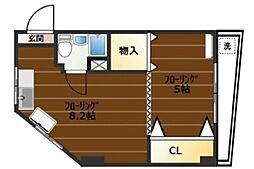 六本木マンション 1DKの間取図画像
