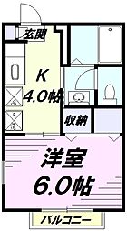 レヨンドソレイユ 1Kの間取図画像