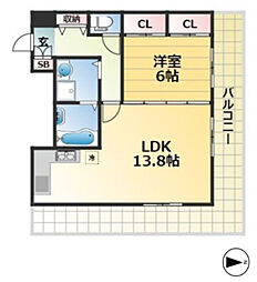 ブルームライフ兵庫 1LDKの間取図画像