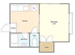 ベルメゾン新宿 2階1Kの間取り