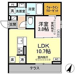 フラクタス相南1丁目 1階1LDKの間取り