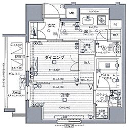 ヴェルディーク浅草 1DKの間取図画像