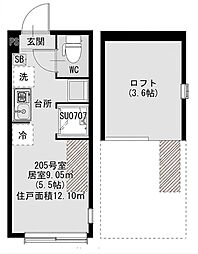 ロイヤルレジデンス南小岩 ワンルームの間取図画像