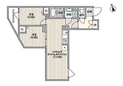 HJクラウン1 地下1階2LDKの間取り