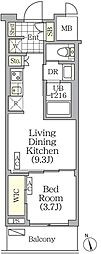 フロントプレイス飯田橋 1LDKの間取図画像