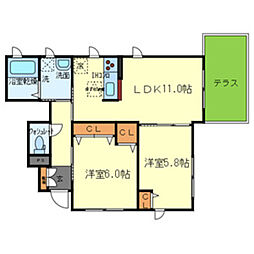 フルート 2LDKの間取図画像