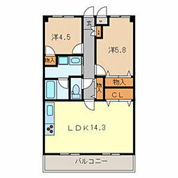 バルトハイム 2LDKの間取図画像