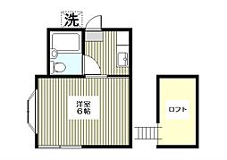 West heights　ウエストハイツ 2階1Kの間取り