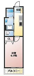 船橋市前原西8丁目アパート 1Kの間取図画像