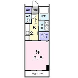 キューズ・リヴィエール 1Kの間取図画像