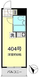 ラフィネ赤坂 4階ワンルームの間取り