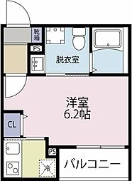ハイム川崎新町 2階1Kの間取り