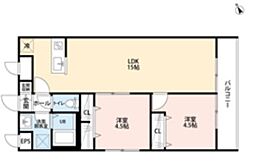 朝霞市幸町3丁目アパート 2LDKの間取図画像