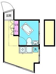 カサメヒカーナ ワンルームの間取図画像