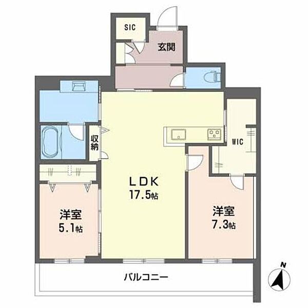 仮称）シャーメゾン石垣東 A0202｜大分県別府市石垣東１丁目(賃貸マンション2LDK・2階・75.12㎡)の写真 その2