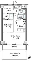 京王井の頭線 浜田山駅 徒歩3分の賃貸マンション 2階2LDKの間取り