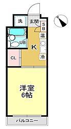 芦花ハウス2 1Kの間取図画像
