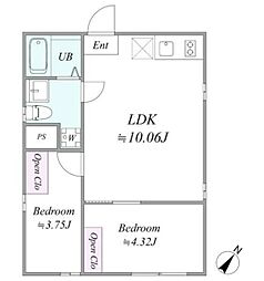 ＢＥＬ ＦＩＯＲＥ ＳＵＧＡＭＯ 3階2LDKの間取り