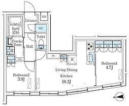CREATIF桜新町 2LDKの間取図画像