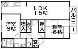 RubanDoreA棟 2LDKの間取図画像