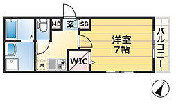 JR東海道・山陽本線 三ノ宮駅 徒歩8分の賃貸アパート 3階1Kの間取り