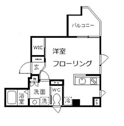 リヴェールタワー綾瀬 6階1Kの間取り