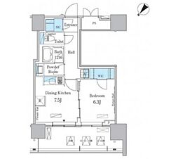 HARUMIFLAGPORTVILLAGED棟 1DKの間取図画像