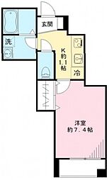 パピエ旗の台 1Kの間取図画像