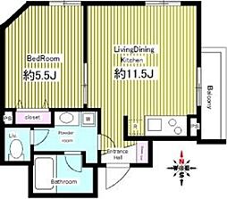 コートヤード南青山 1LDKの間取図画像