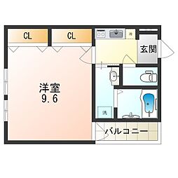 フジパレス塚本東 1Kの間取図画像