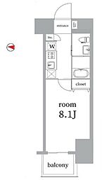 ライトハウス大塚 7階1Kの間取り
