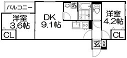 レジーナ寝屋川 2DKの間取図画像