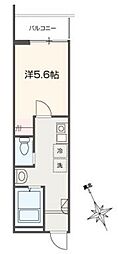 MELLAS相模原 1Kの間取図画像